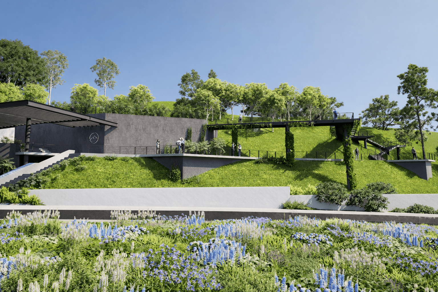 Waterford Hills clubhouse garden view