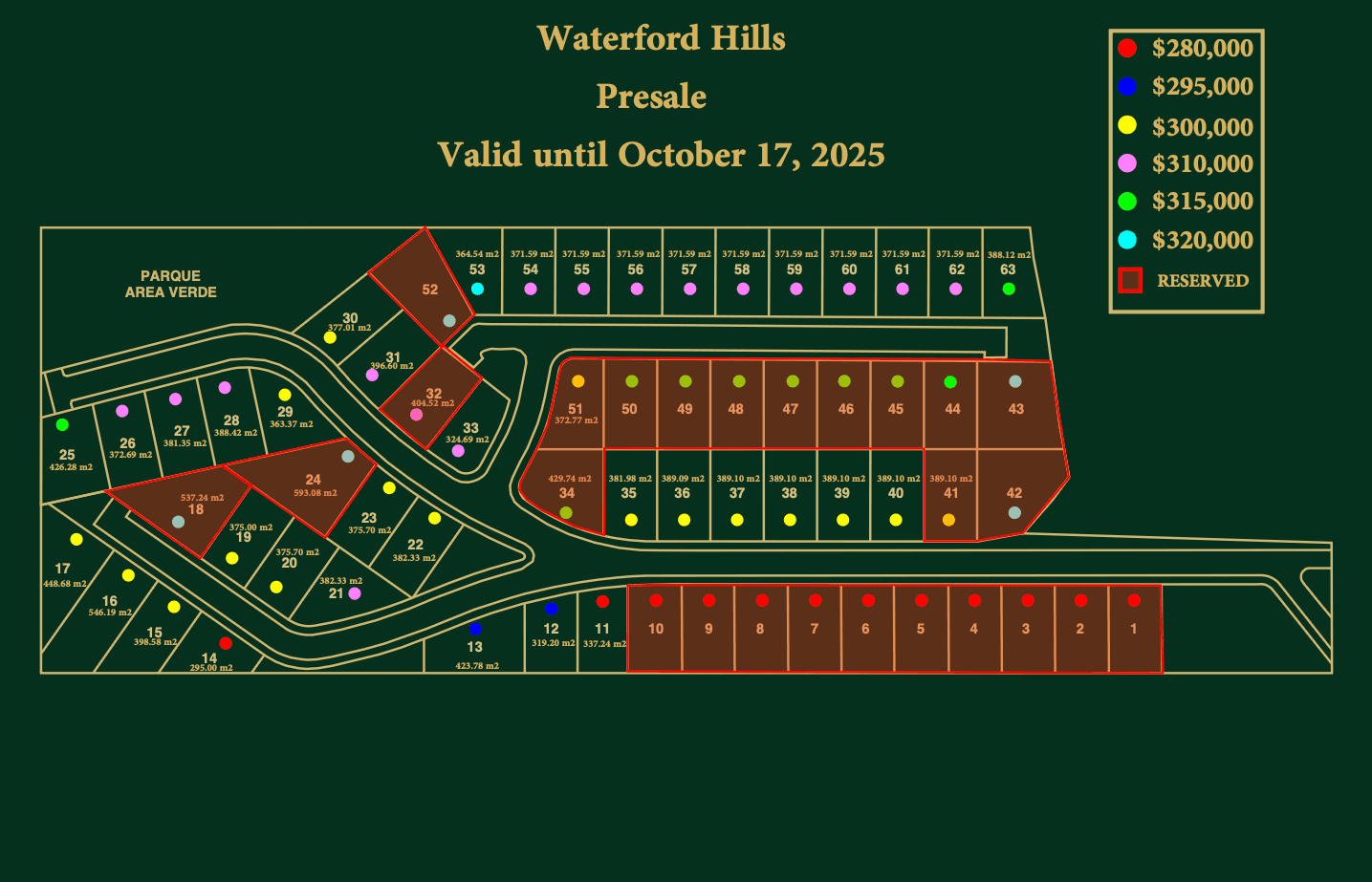 Waterford Hills Lot Map