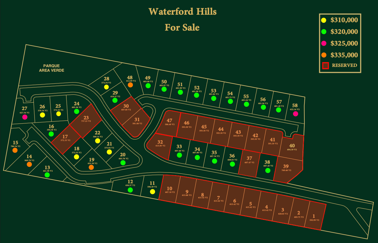 Waterford Hills Lot Map