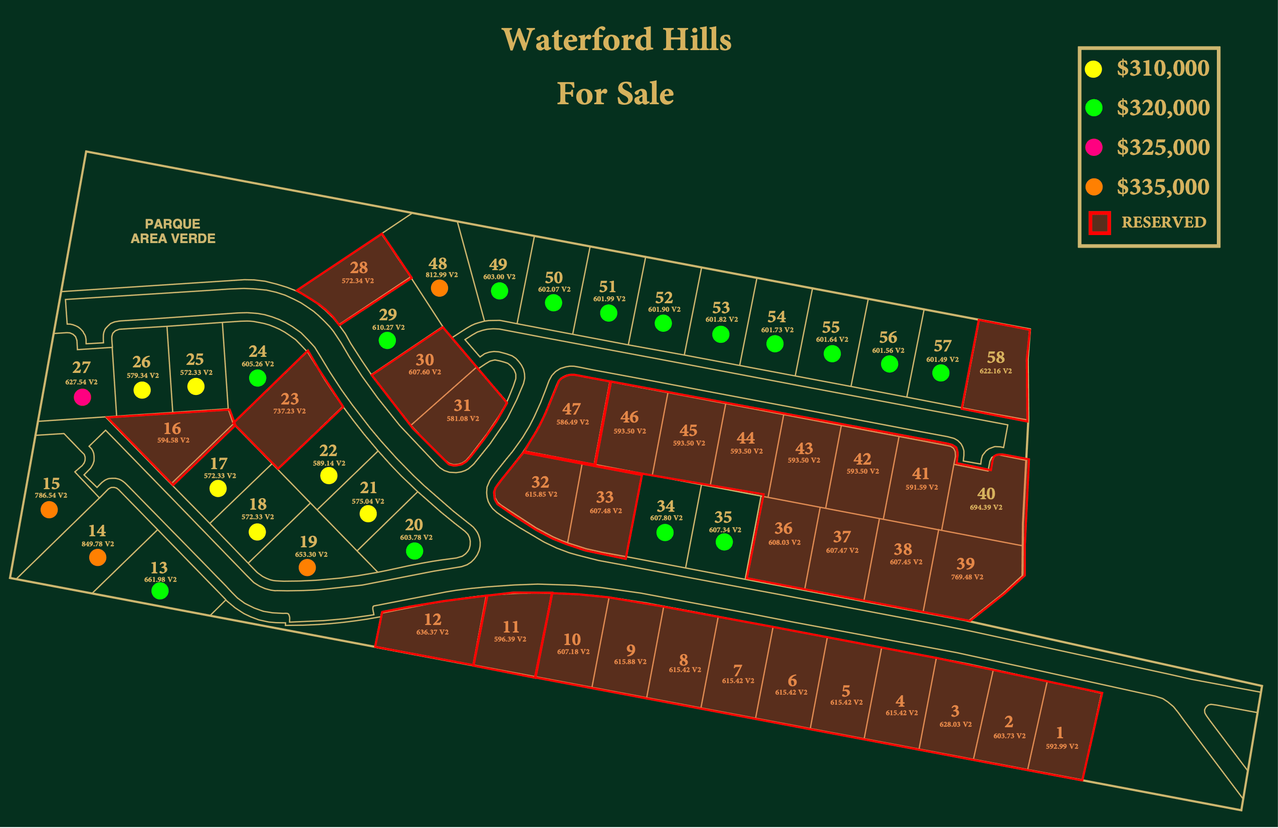 Waterford Hills Lot Map